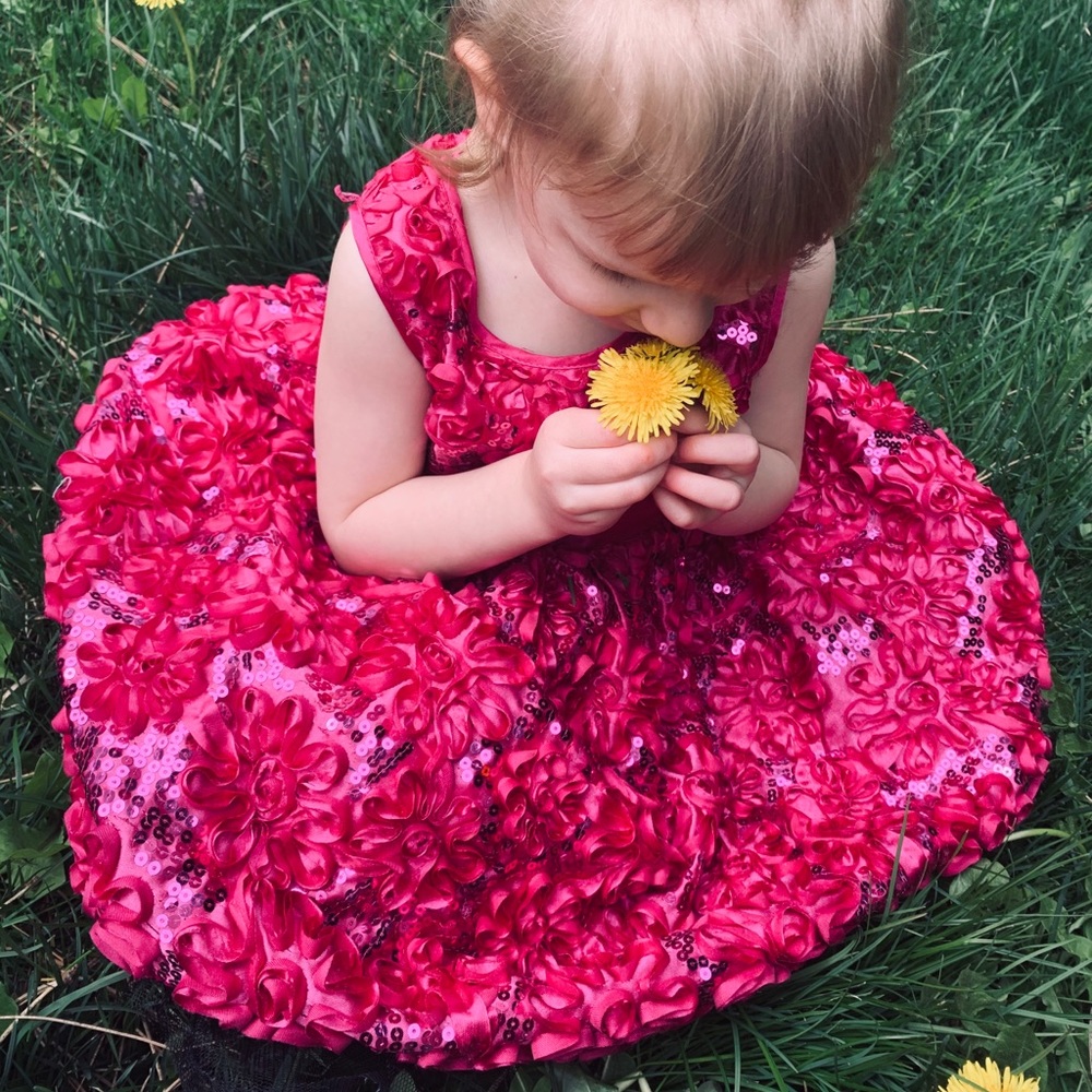 Child’s pink flower girl dress